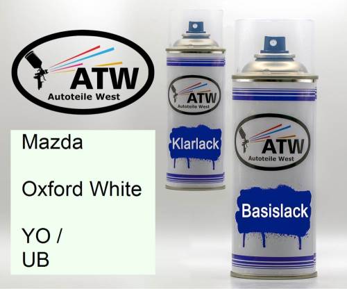 Mazda, Oxford White, YO / UB: 400ml Sprühdose + 400ml Klarlack - Set, von ATW Autoteile West.